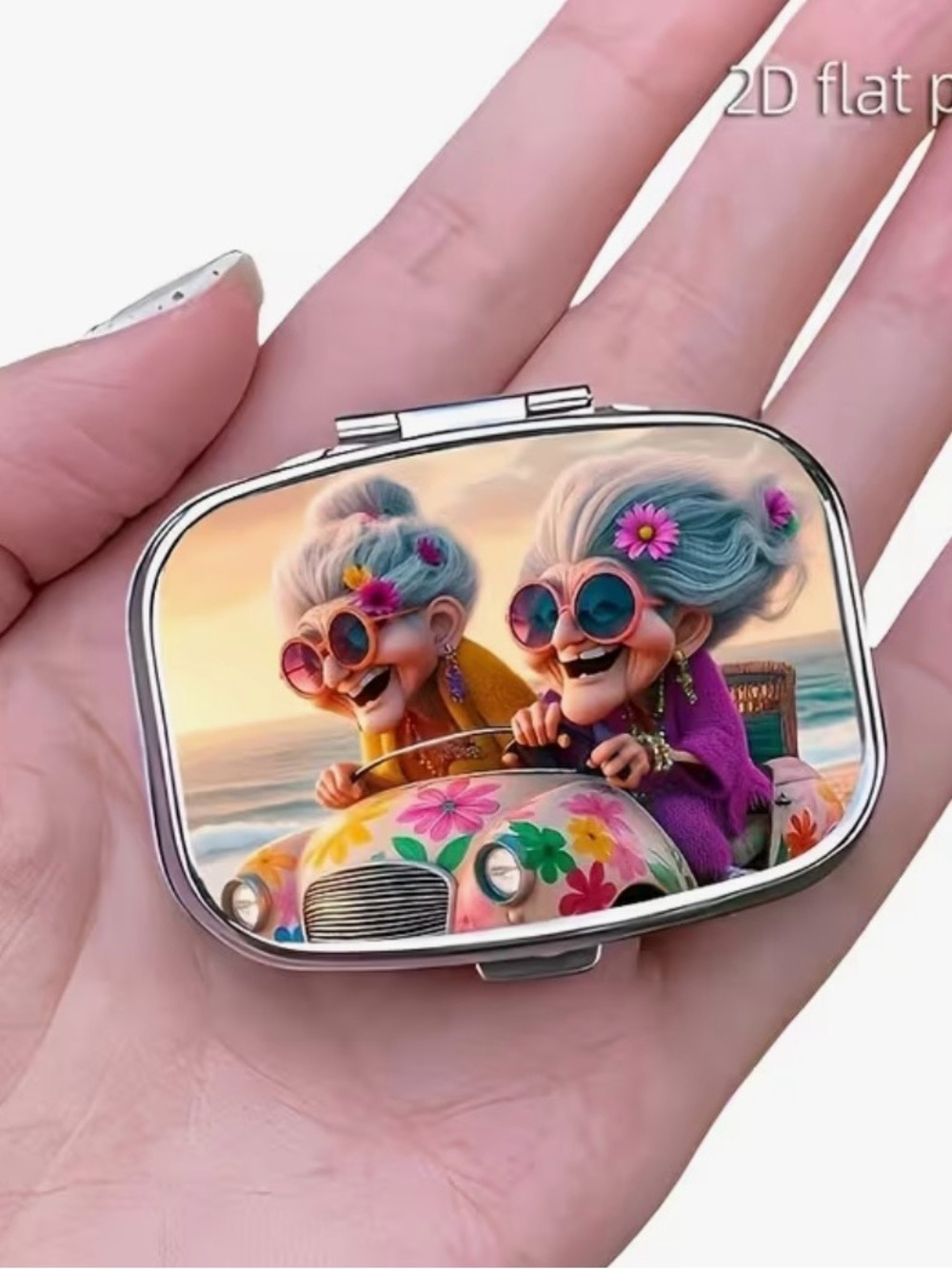 Whimsical Retro Roadtrip - Colorful Travel Pill Box - Picture 2 of 3
